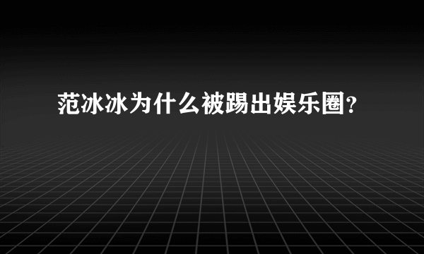 范冰冰为什么被踢出娱乐圈？