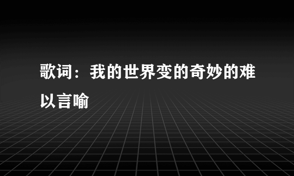 歌词：我的世界变的奇妙的难以言喻