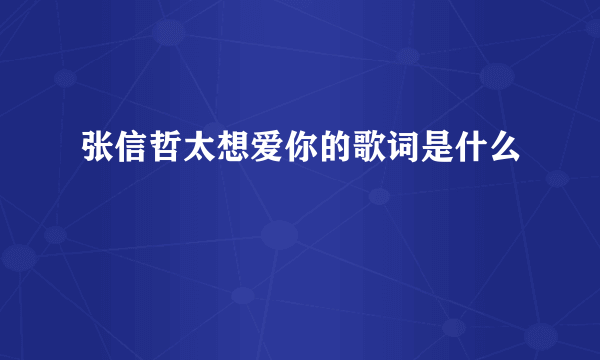 张信哲太想爱你的歌词是什么