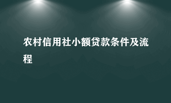 农村信用社小额贷款条件及流程