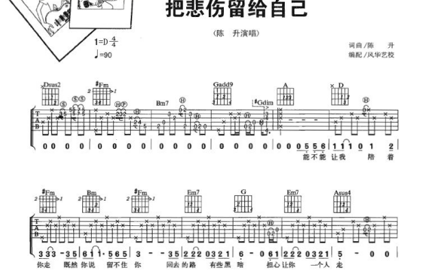 《把悲伤留给自己》吉他谱原版是什么？