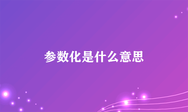 参数化是什么意思