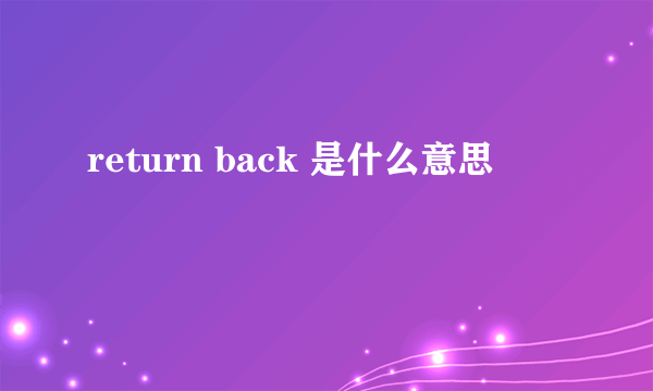 return back 是什么意思