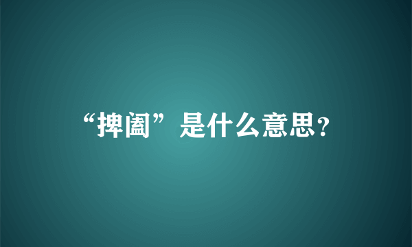 “捭阖”是什么意思？