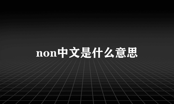 non中文是什么意思