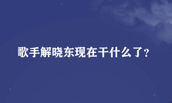 歌手解晓东现在干什么了？