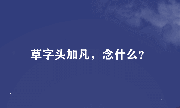 草字头加凡，念什么？