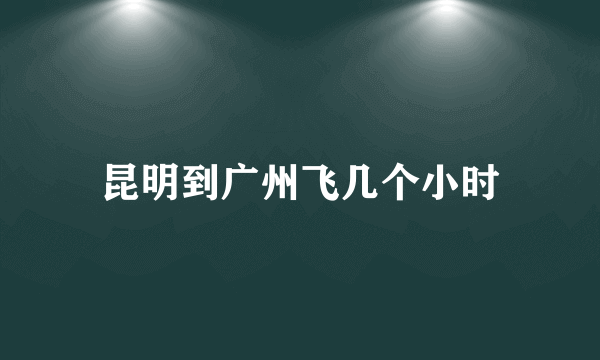 昆明到广州飞几个小时