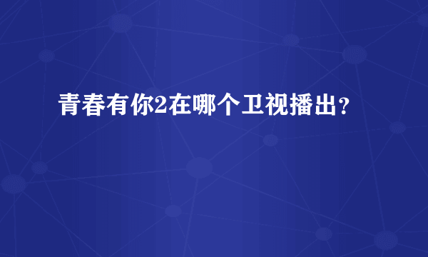 青春有你2在哪个卫视播出？