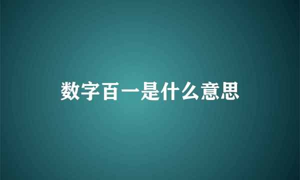 数字百一是什么意思