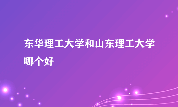 东华理工大学和山东理工大学哪个好