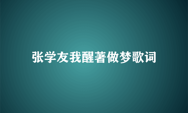 张学友我醒著做梦歌词