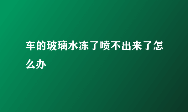 车的玻璃水冻了喷不出来了怎么办