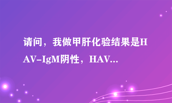 请问，我做甲肝化验结果是HAV-IgM阴性，HAV-IgG阳性，是表示什么意思？谢谢