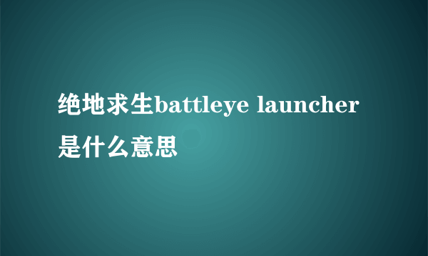 绝地求生battleye launcher 是什么意思