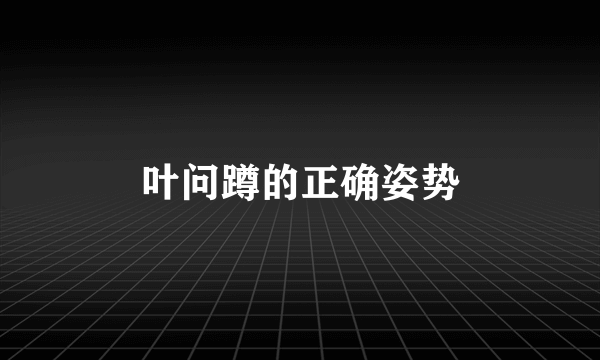 叶问蹲的正确姿势