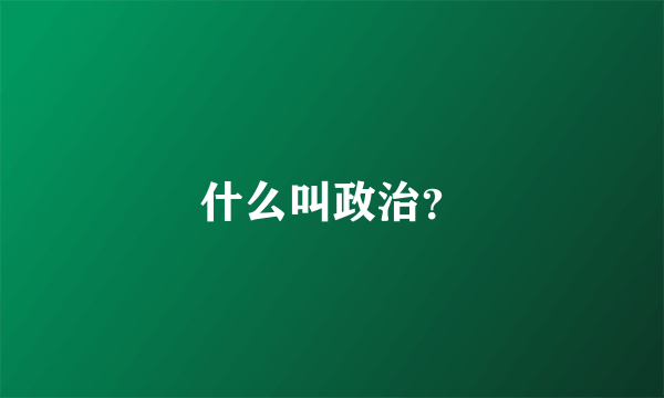 什么叫政治？