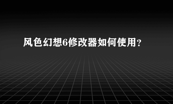 风色幻想6修改器如何使用？