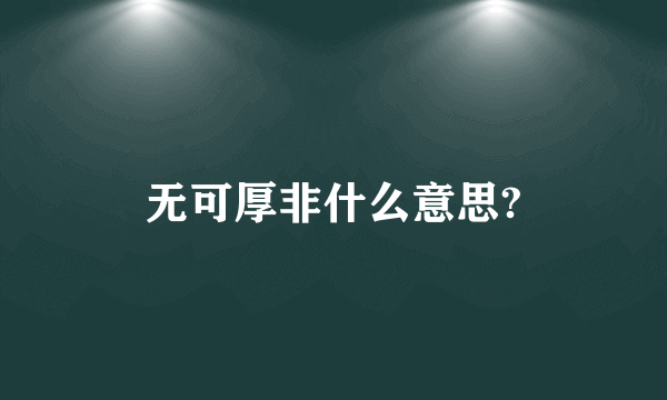 无可厚非什么意思?