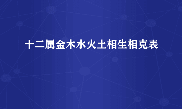 十二属金木水火土相生相克表