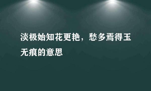 淡极始知花更艳，愁多焉得玉无痕的意思