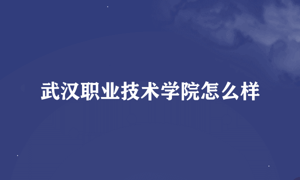 武汉职业技术学院怎么样