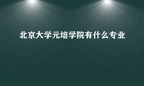 北京大学元培学院有什么专业