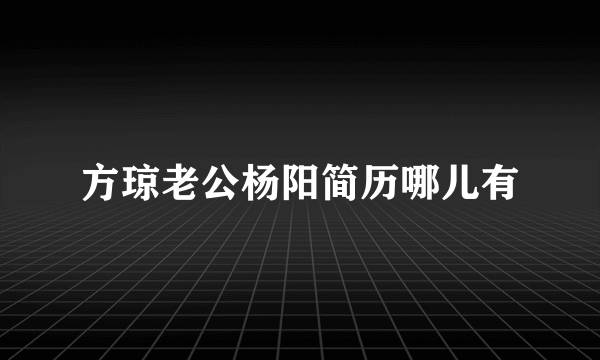 方琼老公杨阳简历哪儿有