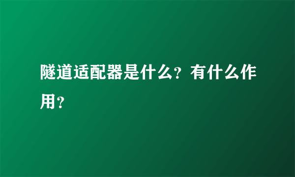 隧道适配器是什么？有什么作用？