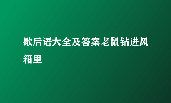 歇后语大全及答案老鼠钻进风箱里