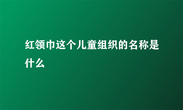 红领巾这个儿童组织的名称是什么