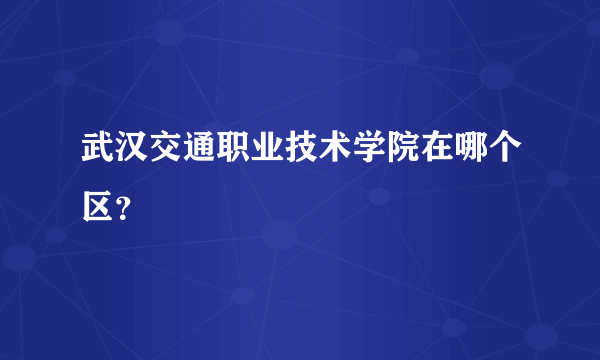 武汉交通职业技术学院在哪个区？