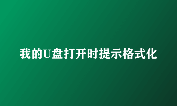 我的U盘打开时提示格式化