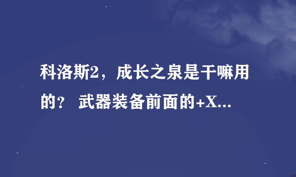 科洛斯2，成长之泉是干嘛用的？ 武器装备前面的+X 可以变么？ 武器怎么成长？？