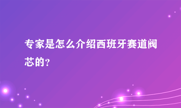 专家是怎么介绍西班牙赛道阀芯的？