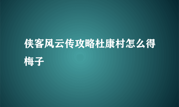 侠客风云传攻略杜康村怎么得梅子