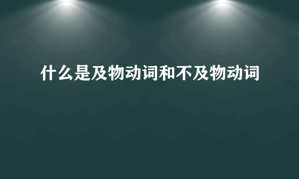 什么是及物动词和不及物动词