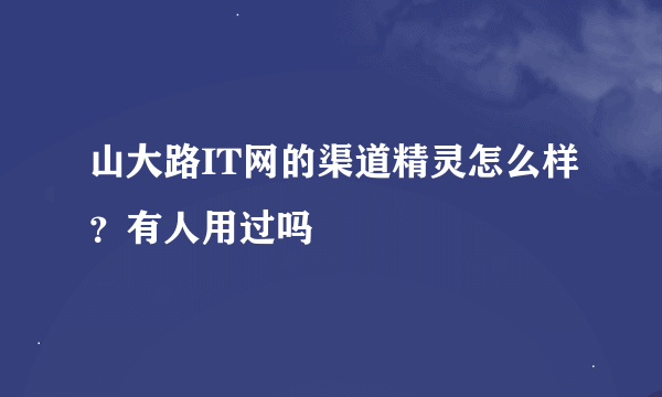 山大路IT网的渠道精灵怎么样？有人用过吗