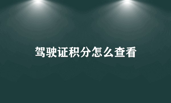 驾驶证积分怎么查看