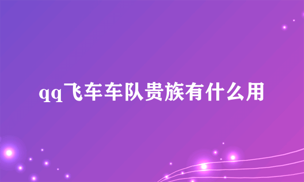 qq飞车车队贵族有什么用