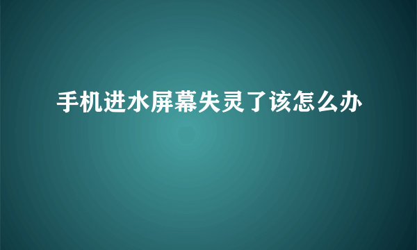 手机进水屏幕失灵了该怎么办