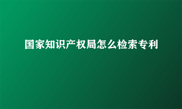 国家知识产权局怎么检索专利