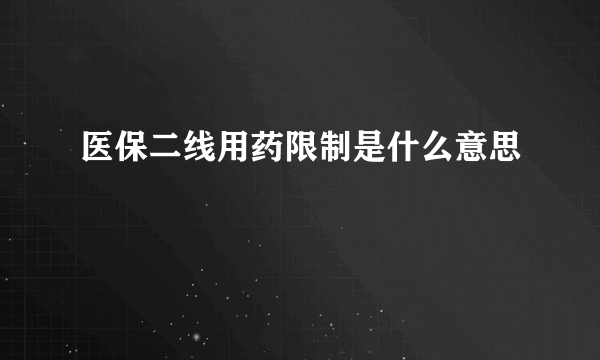 医保二线用药限制是什么意思