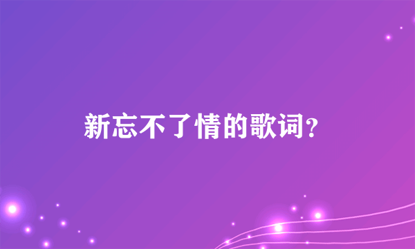 新忘不了情的歌词？