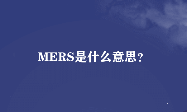 MERS是什么意思？