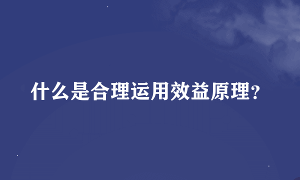 什么是合理运用效益原理？