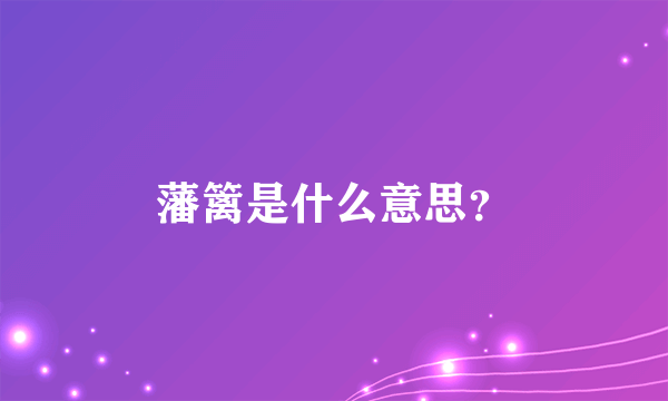 藩篱是什么意思？