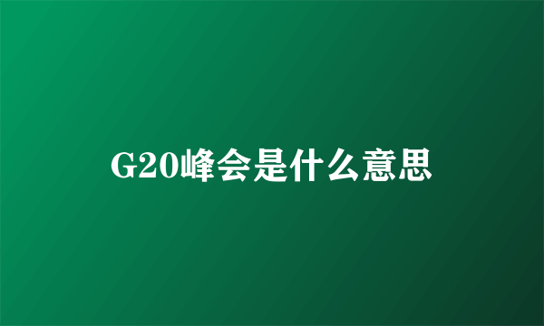 G20峰会是什么意思