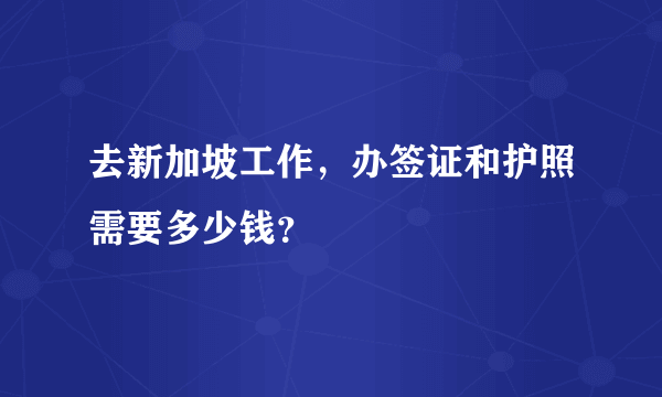 去新加坡工作，办签证和护照需要多少钱？