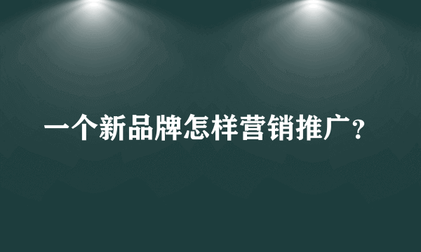 一个新品牌怎样营销推广？